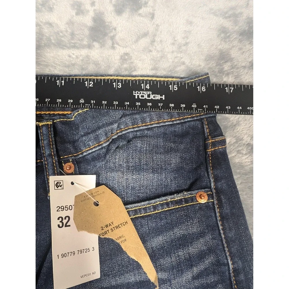 Levis 502 Jeans Mens 32x36 Blue Regular Tapered Leg Stretch Denim Distressed
